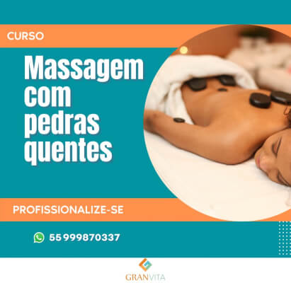 Card do curso massagem com pedras quentes